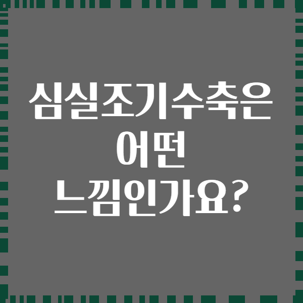 심실조기수축은 어떤 느낌인가요?