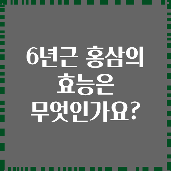 6년근 홍삼의 효능은 무엇인가요?