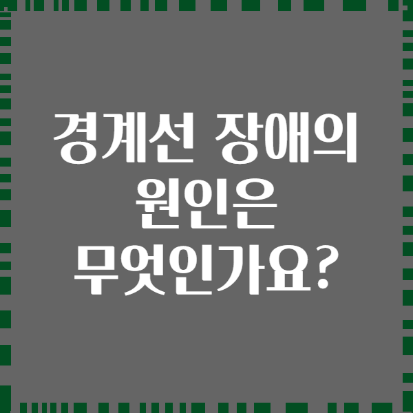 경계선 장애의 원인은 무엇인가요?