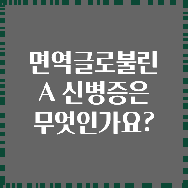 면역글로불린 A 신병증은 무엇인가요?
