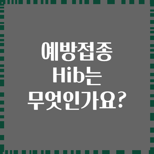 예방접종 Hib는 무엇인가요?