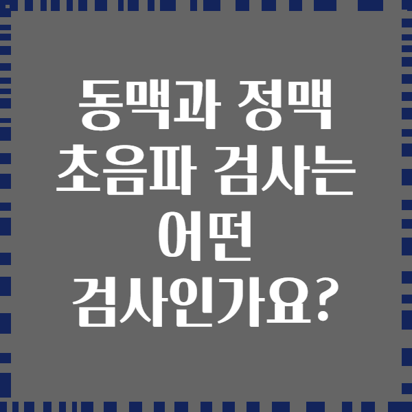 동맥과 정맥 초음파 검사는 어떤 검사인가요?