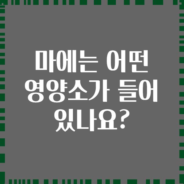 마에는 어떤 영양소가 들어 있나요?