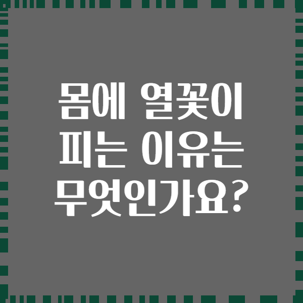 몸에 열꽃이 피는 이유는 무엇인가요?
