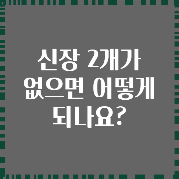 신장 2개가 없으면 어떻게 되나요?