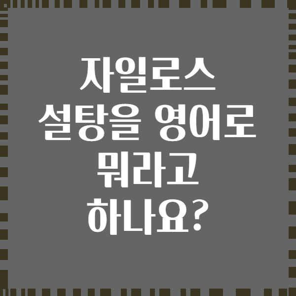자일로스 설탕을 영어로 뭐라고 하나요?