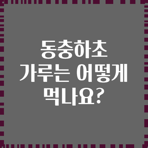 동충하초 가루는 어떻게 먹나요?
