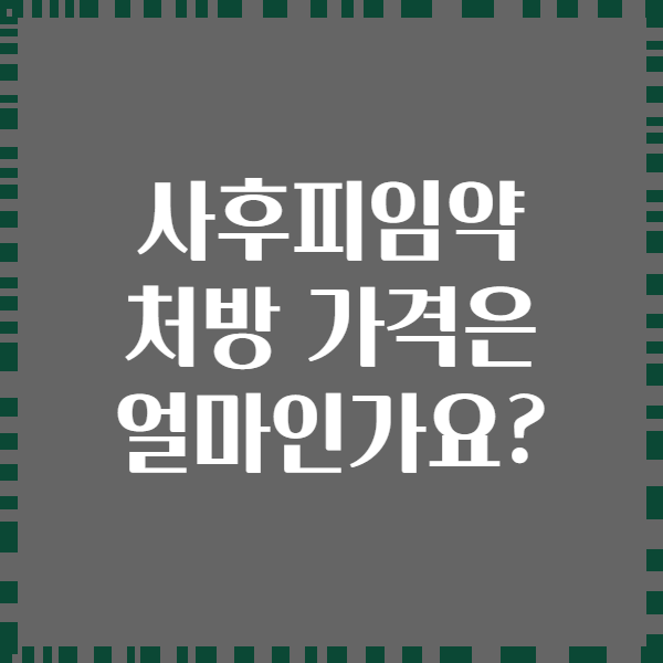 사후피임약 처방 가격은 얼마인가요?