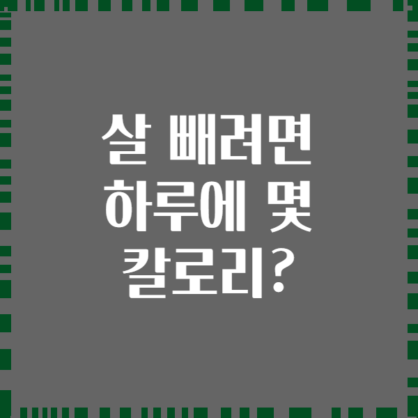 살 빼려면 하루에 몇 칼로리?