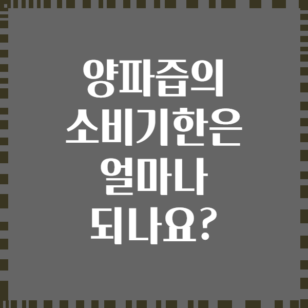 양파즙의 소비기한은 얼마나 되나요?