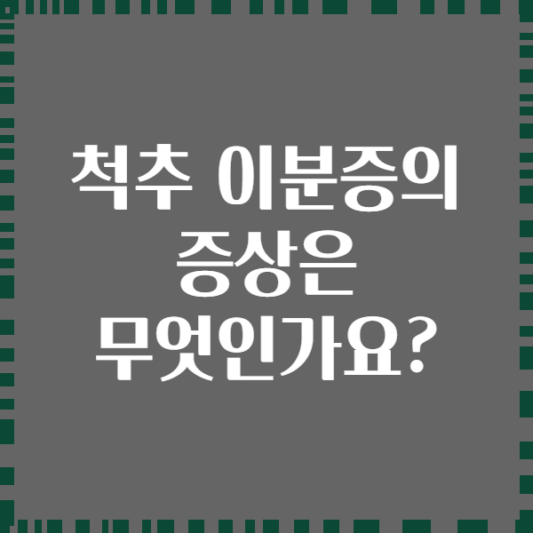 척추 이분증의 증상은 무엇인가요?