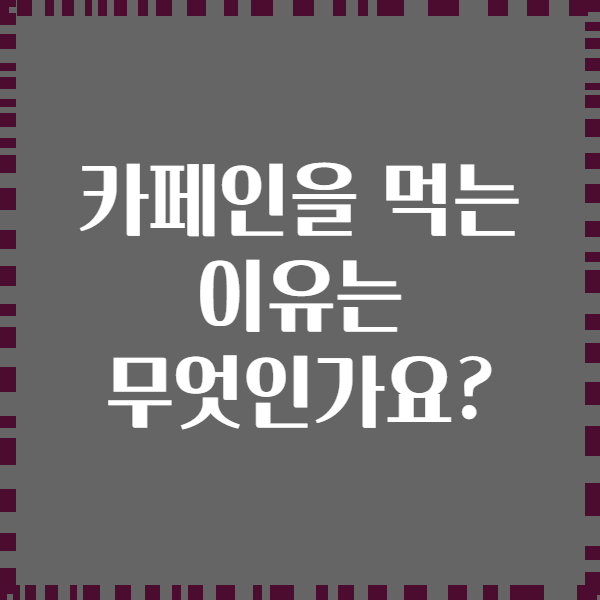 카페인을 먹는 이유는 무엇인가요?