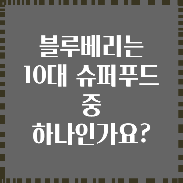 블루베리는 10대 슈퍼푸드 중 하나인가요?
