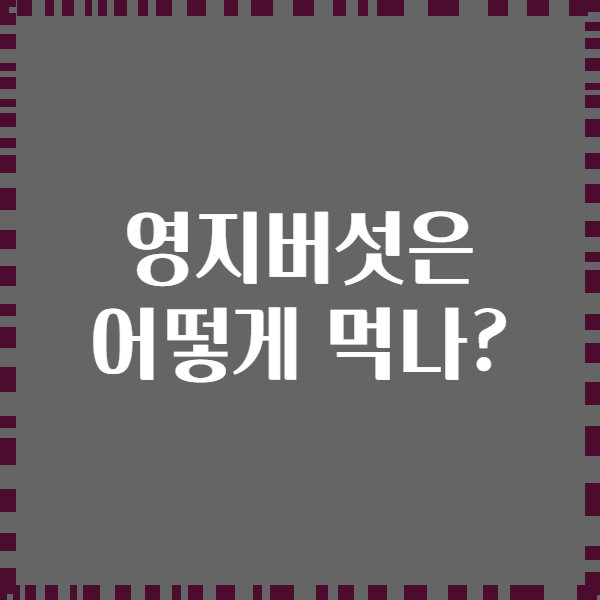 영지버섯은 어떻게 먹나?