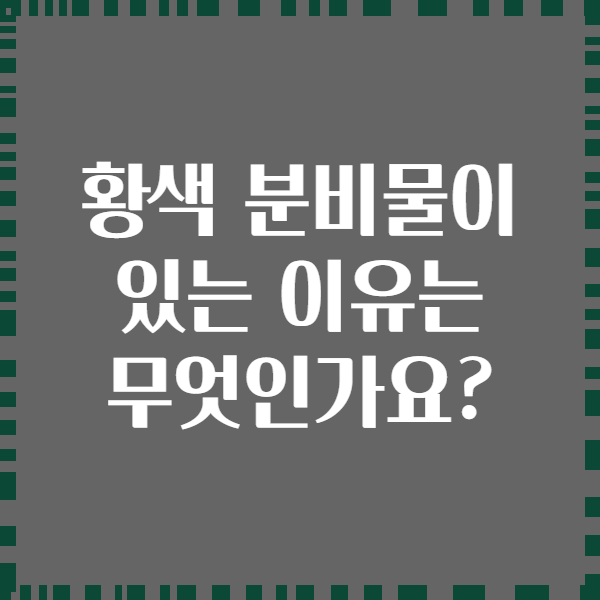 황색 분비물이 있는 이유는 무엇인가요?